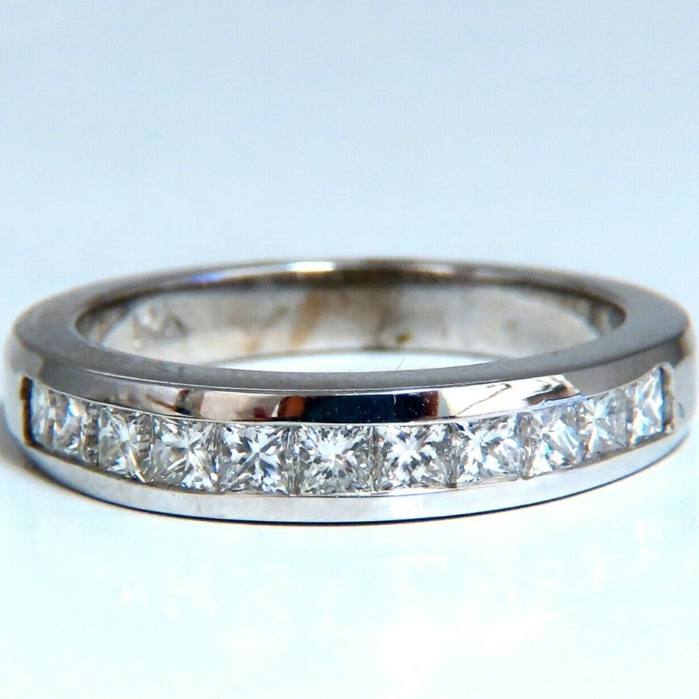 .74ct Natural Princess Cut Diamonds Channel Band 14kt Gold Ring*